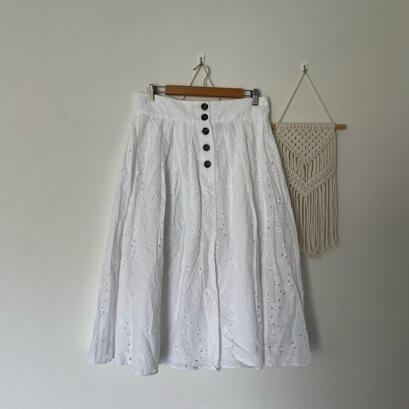 Ann Taylor Dresses & Skirts - Ann Taylor White Eyelet Midi Skirt